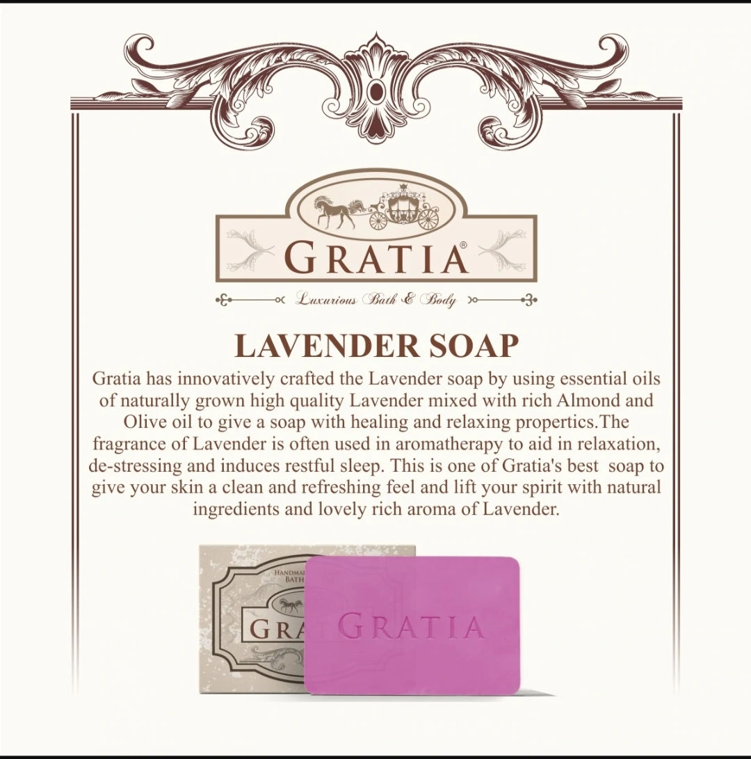 Gratia Handmade Glycerin Soap – Lavender | Luxury Aromatic Bathing Bar (125g)