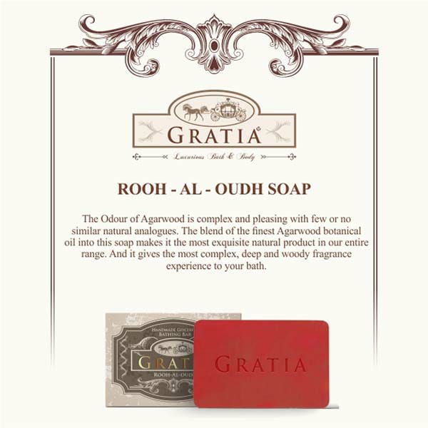 Gratia Handmade Glycerin Soap – Rooh Al Oudh | Luxury Oud Fragrance Bathing Bar (125g)