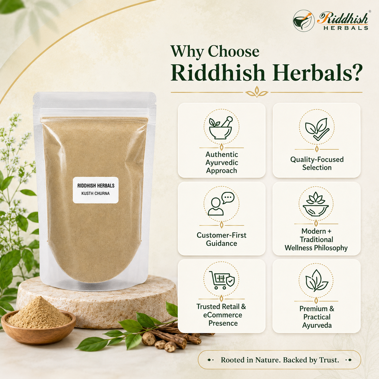 Kushth Churna 100gm | Saussurea lappa | Ayurvedic Costus Root Powder for Digestive & Respiratory Wellness