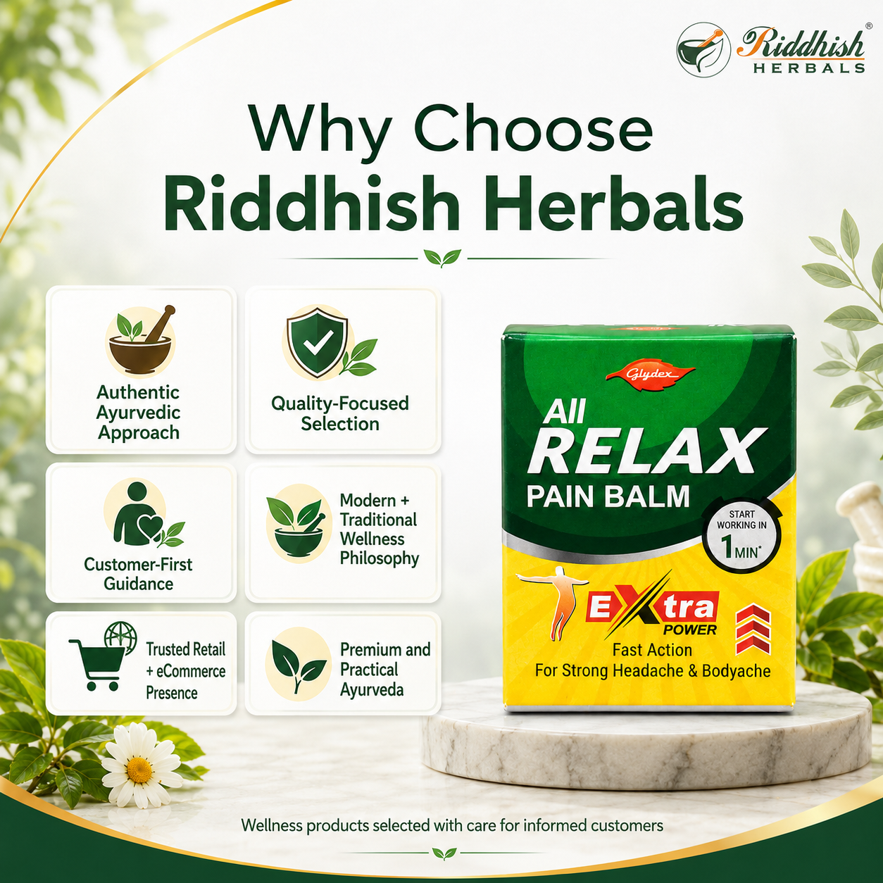 All Relax Pain Balm | Glydex | Ayurvedic Herbal Balm for Head, Neck & Muscle Comfort | External Use