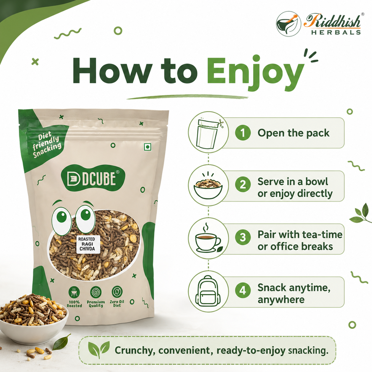 Ragi Chivada 200gm | Finger Millet Trail Mix | Healthy & Nutritious Snack | Riddhish Herbals
