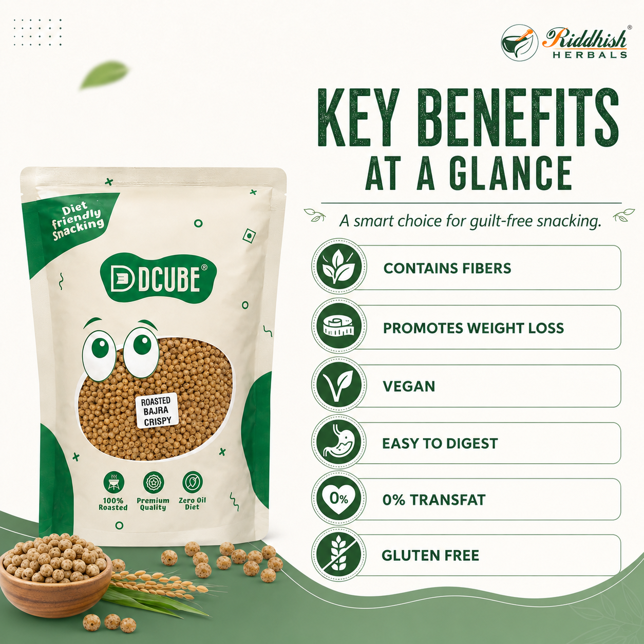 Roasted Bajra Crispy | Pearl Millet Roasted Snack | Nutrient-Rich Healthy Crunchy Snack | Riddhish Herbals
