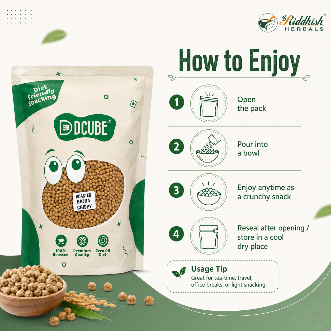 Roasted Bajra Crispy | Pearl Millet Roasted Snack | Nutrient-Rich Healthy Crunchy Snack | Riddhish Herbals