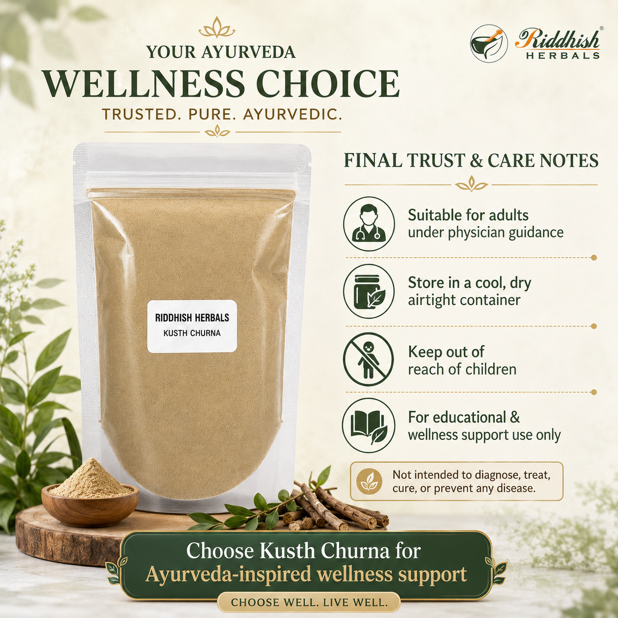 Kusth Churna 100gm | Ayurvedic Kushtha & Vacha Blend for Skin & Digestive Wellness