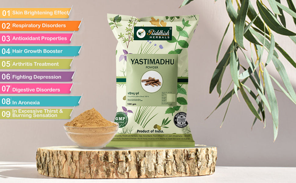 Yastimadhu powder (Licorice) 100gm | Mulethi | Jethimadh | 🌿 Supports Digestive Health | Respiratory Wellness | 100% Pure & Natural | RIDDHISH HERBALS