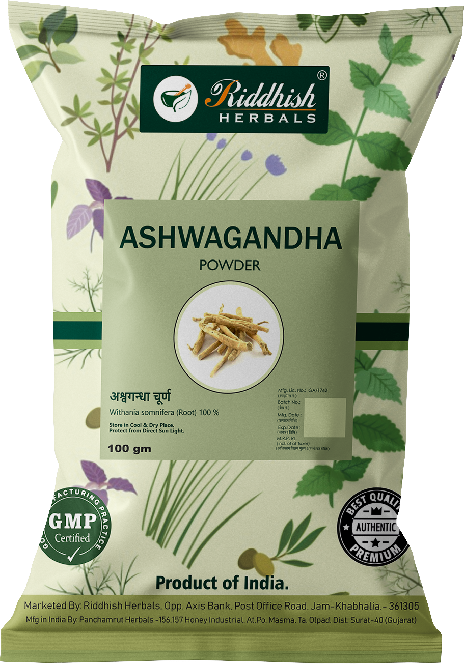 Ashwagandha Churna 100g — Withania somnifera root powder pack | Riddhish Herbals