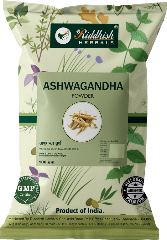 Ashwagandha Churna 100g — Withania somnifera root powder pack | Riddhish Herbals
