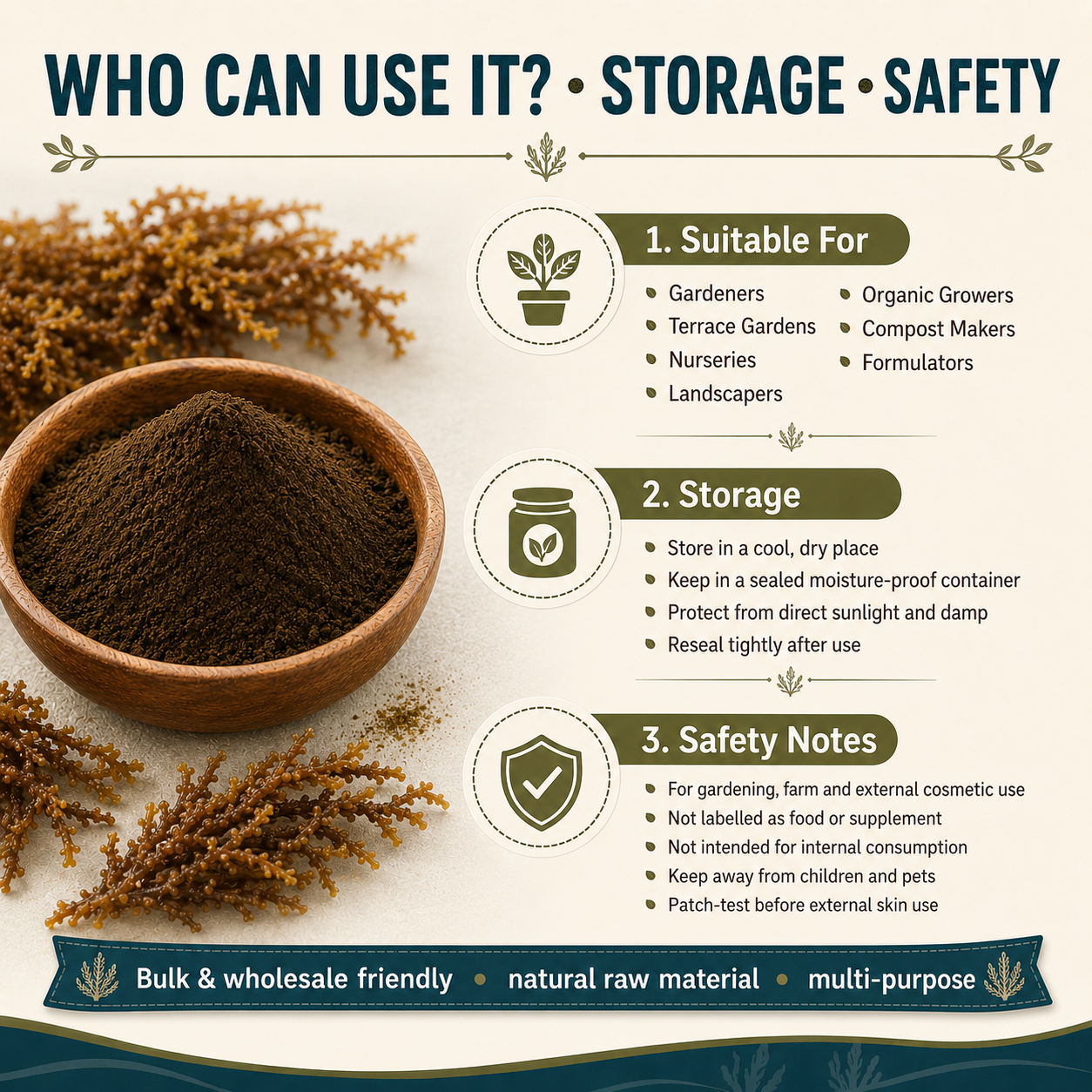 Sargassum seaweed powder — natural seaweed manure for plants | Riddhish Herbals