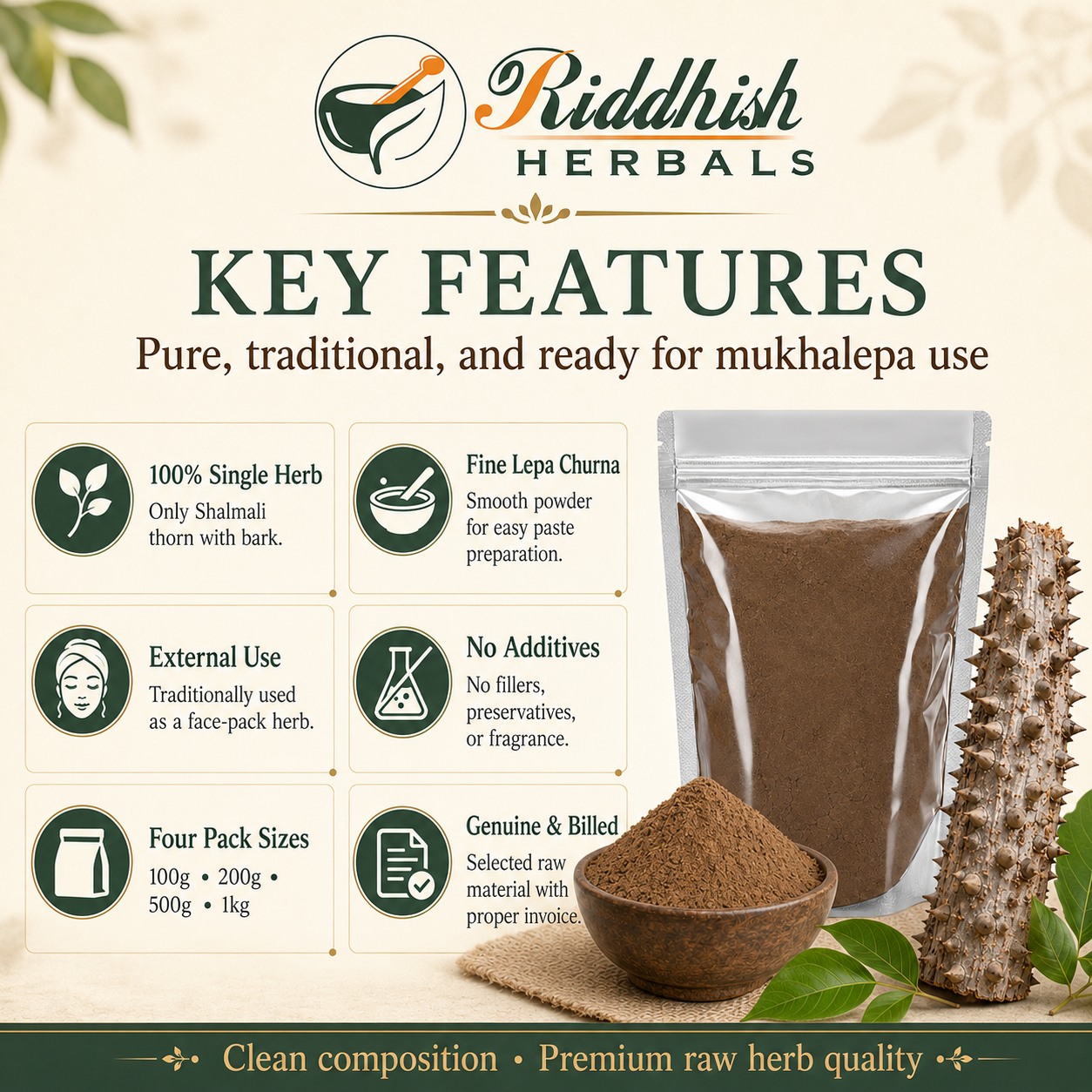 Shalmali Kantak Churna (Thorn & Bark) | Bombax ceiba | Riddhish Herbals