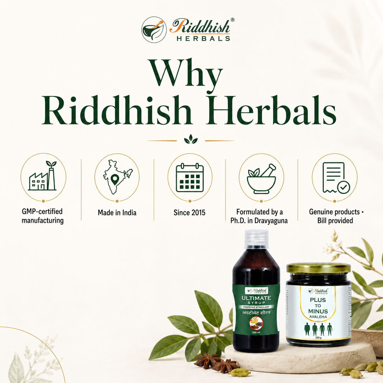 Agni Digestion Duo | Ultimate Syrup + Plus To Minus Avaleha | Riddhish Herbals
