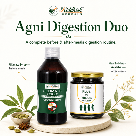 Agni Digestion Duo | Ultimate Syrup + Plus To Minus Avaleha | Riddhish Herbals