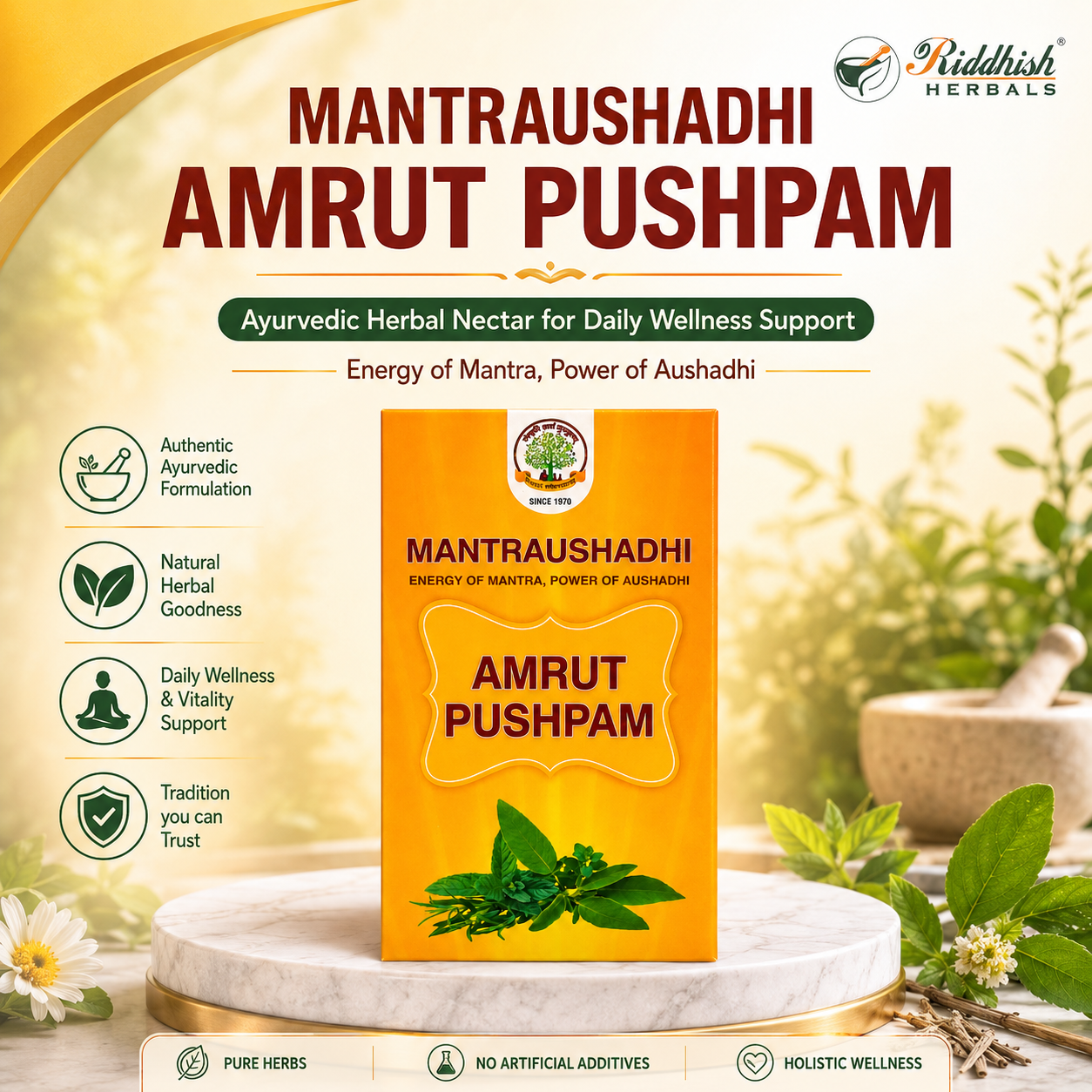 MANTRAUSHADHI AMRUT PUSHPAM 30ML - ENERGY OF MANTRA, POWER OF AUSHADHI