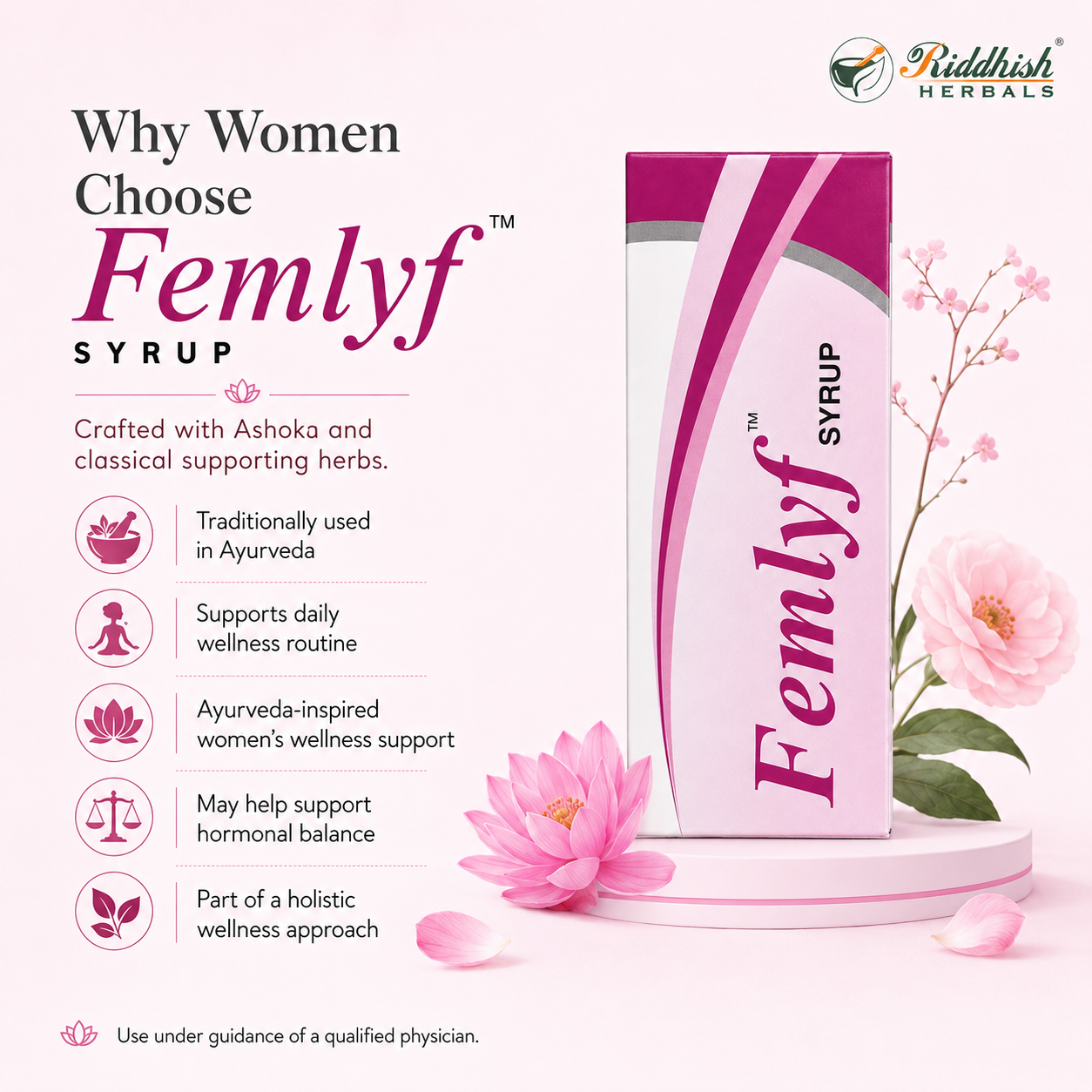 Femlyf Syrup 200ml | Therachem Herbals | Ayurvedic Women's Wellness & Uterine Health Syrup