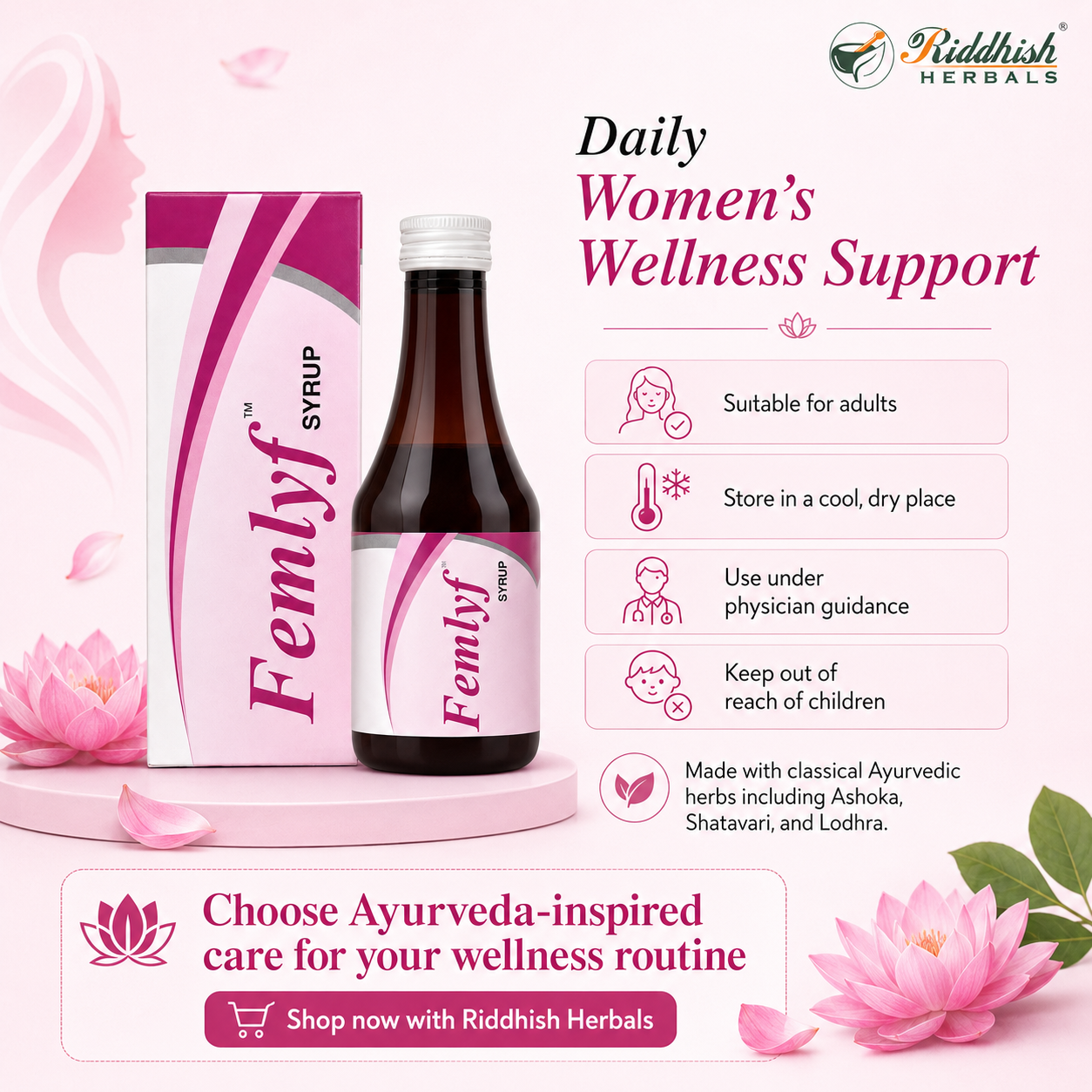 Femlyf Syrup 200ml | Therachem Herbals | Ayurvedic Women's Wellness & Uterine Health Syrup