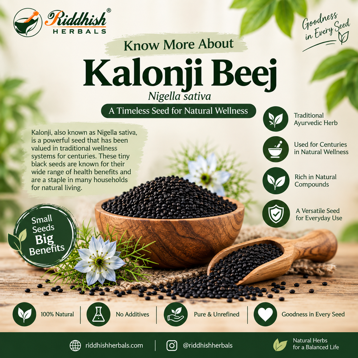 Kalonji Seeds (Black Seed / Krishna Jiraka) – Nigella sativa – Riddhish Herbals – 100g