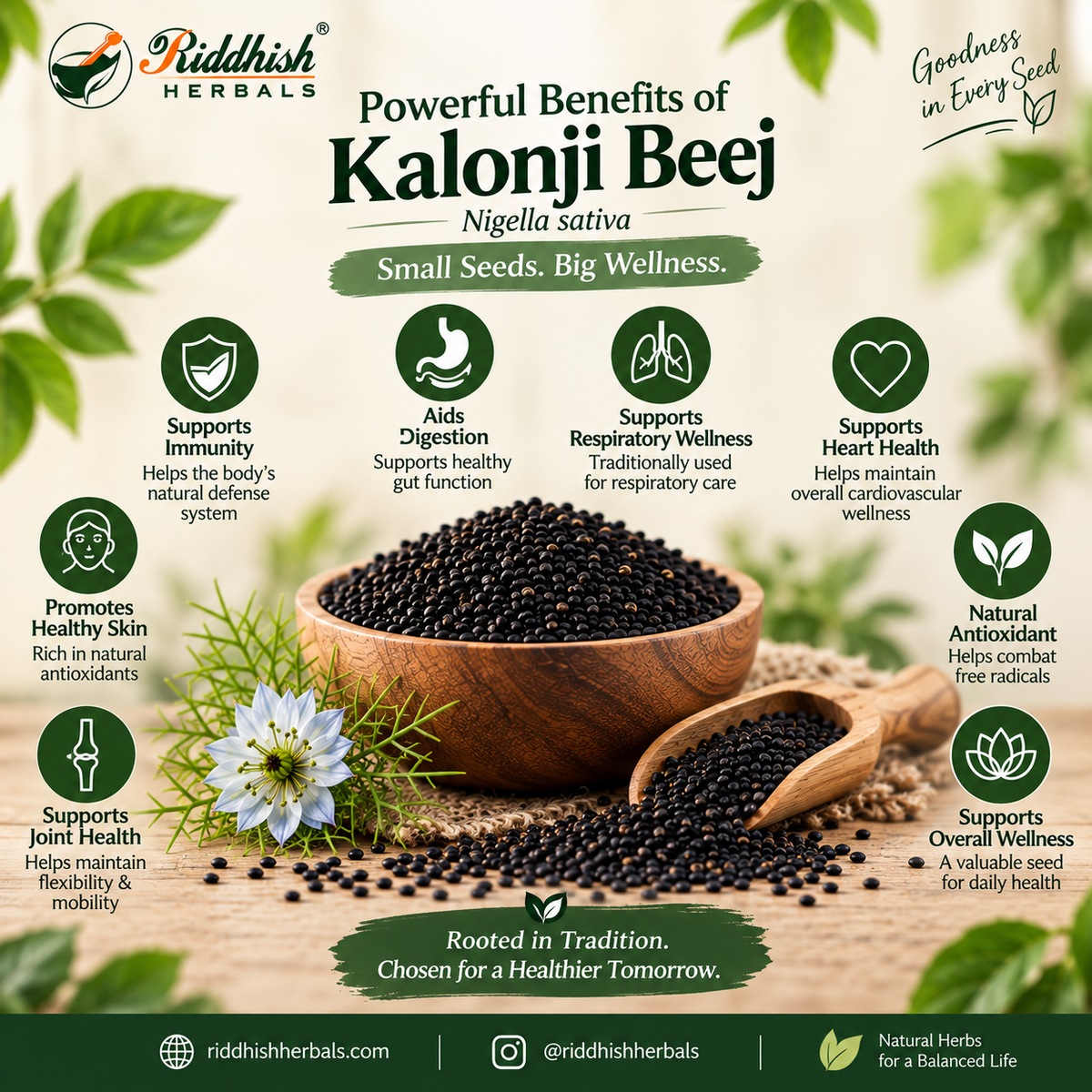Kalonji Seeds (Black Seed / Krishna Jiraka) – Nigella sativa – Riddhish Herbals – 100g