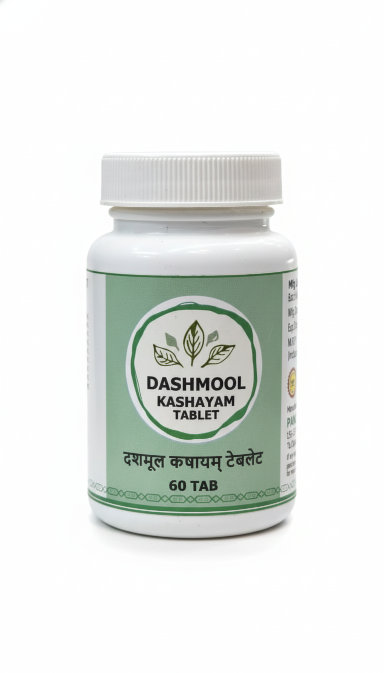 Dashmool Kashayam Tablets 60 Tab pack front — Panchamrut Herbals ten-root Dashamoola | Riddhish Herbals