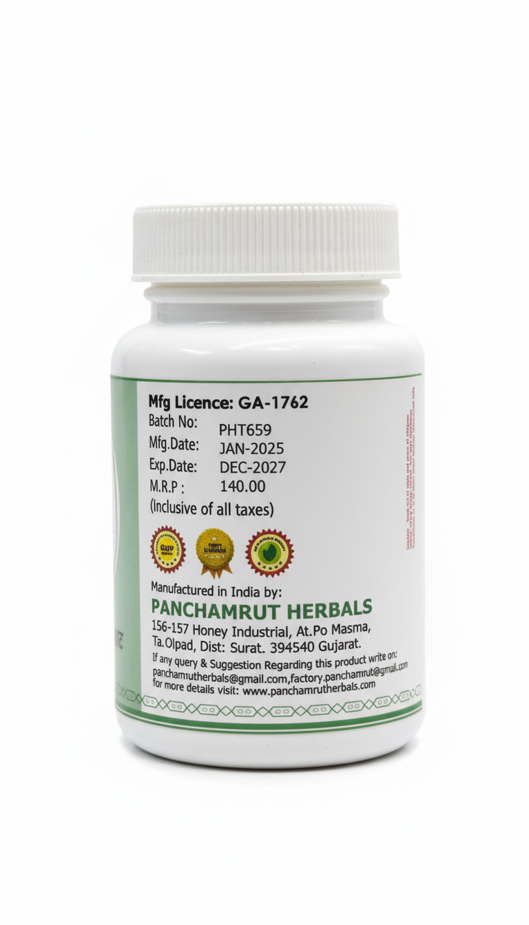 Dashmool Kashayam Tablet composition panel — ten roots at 50 mg each, Mfg Lic GA-1762 | Riddhish Herbals