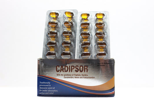 Cadipsor Softgel Capsules – Ayurvedic Skin-Care Formula – ChezGreen (Cadila) – 100 Softgels