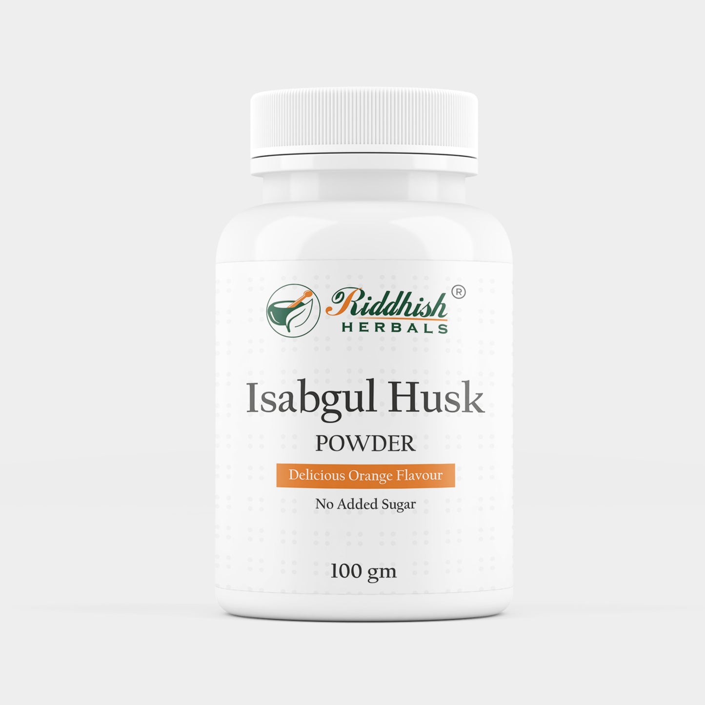 Isabgul Husk Powder orange flavour, psyllium (Plantago ovata) dietary fibre — Riddhish Herbals 100g