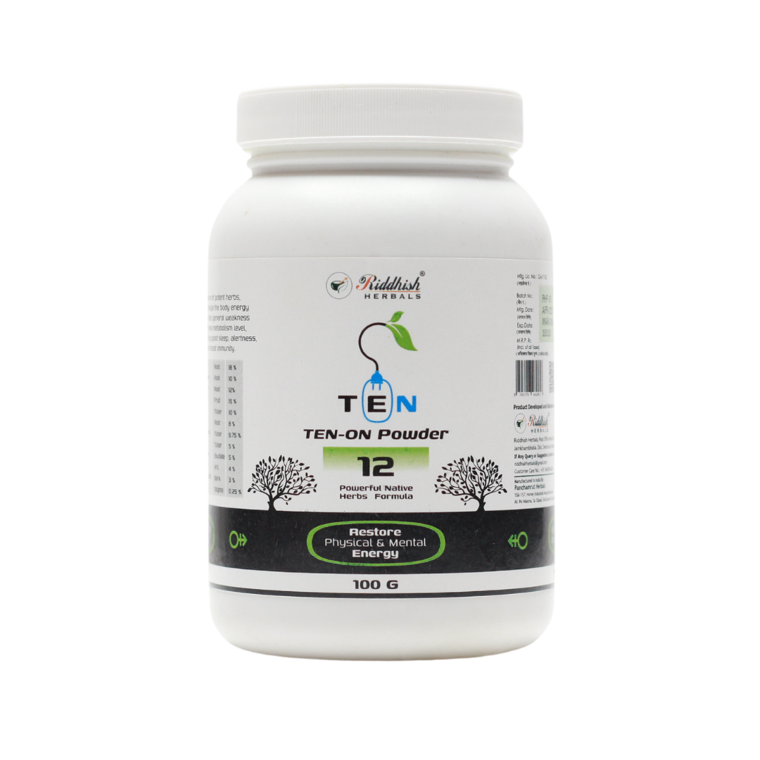 Ten On Powder | Shilajit Ashwagandha 12-Herb Blend | Riddhish Herbals | 100gm