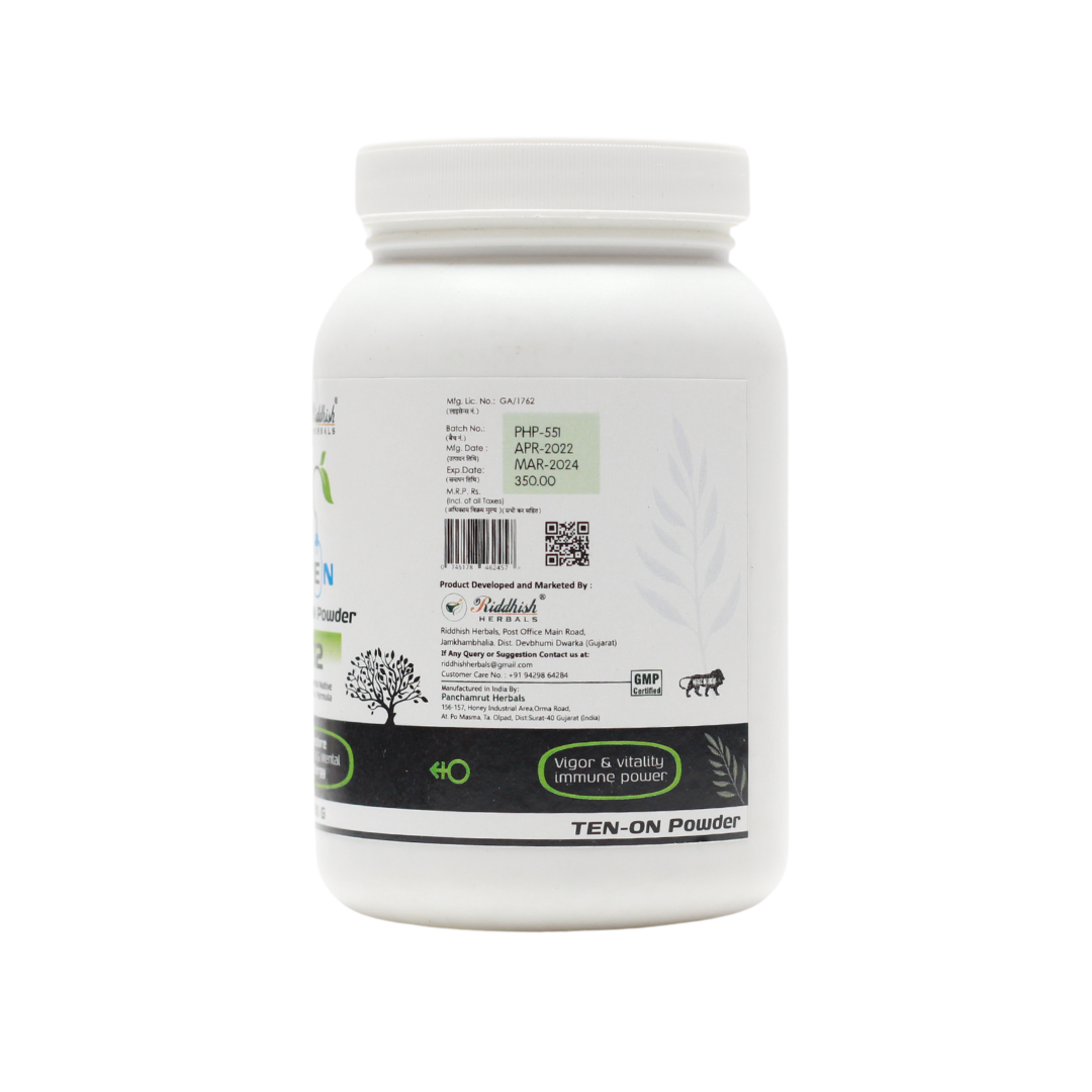 Ten On Powder | Shilajit Ashwagandha 12-Herb Blend | Riddhish Herbals | 100gm
