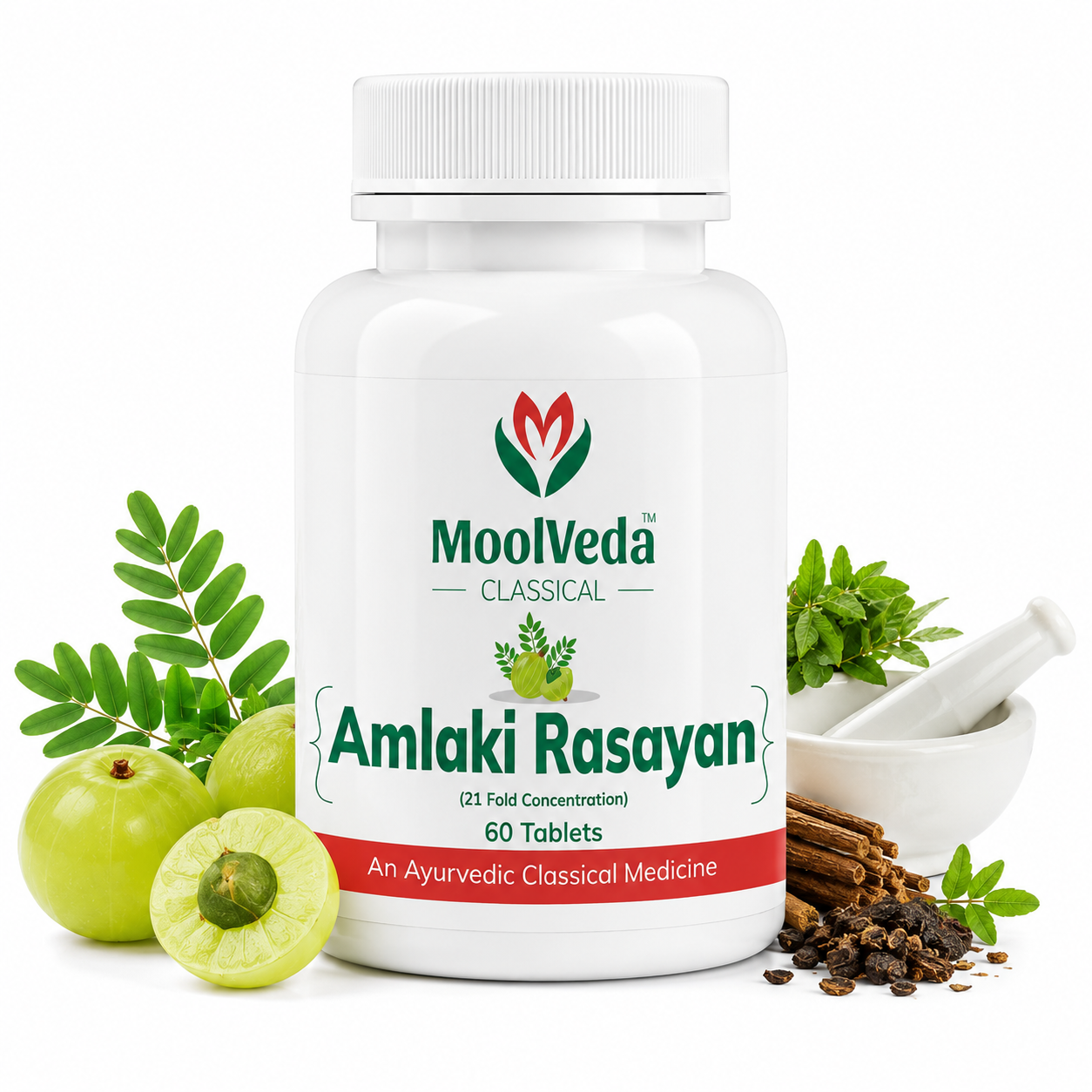 Moolveda Amalaki Rasayan 60 Tablets bottle - front view