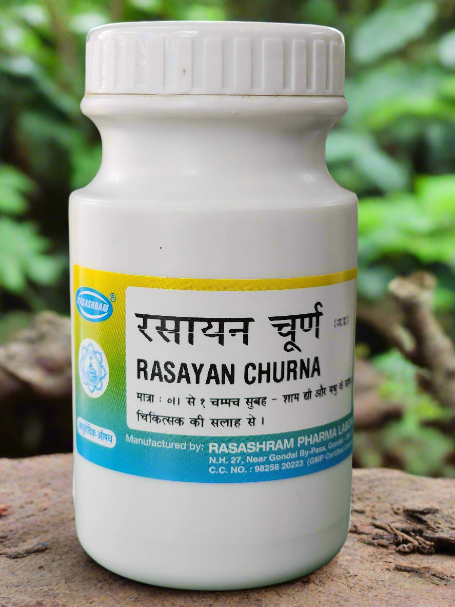Ras Rasayan Rasashram Rasayan Churna 100g – Giloy Gokshura Amla – Riddhish Herbals