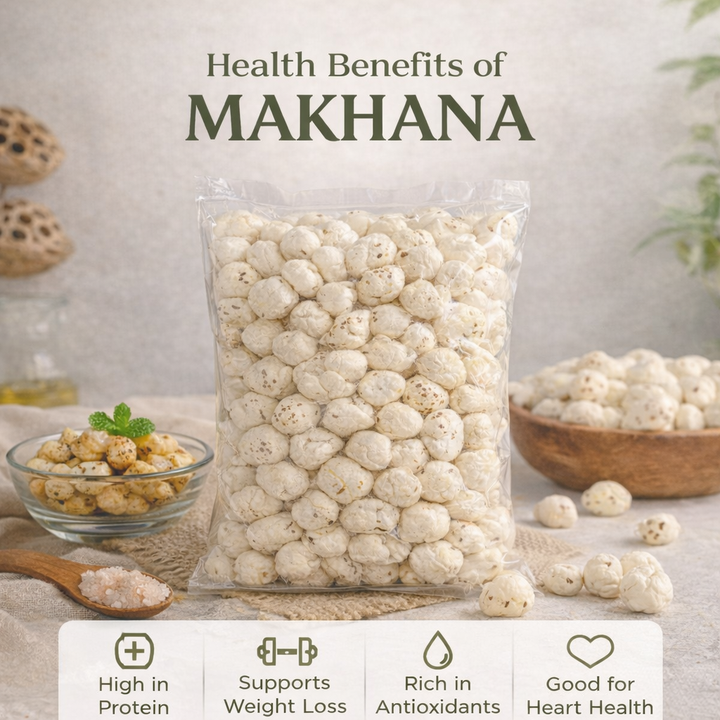 Riddhish Herbals Organic Makhana (Fox Nuts) | Euryale ferox | Ayurvedic Superfood & Protein Rich Healthy Snack