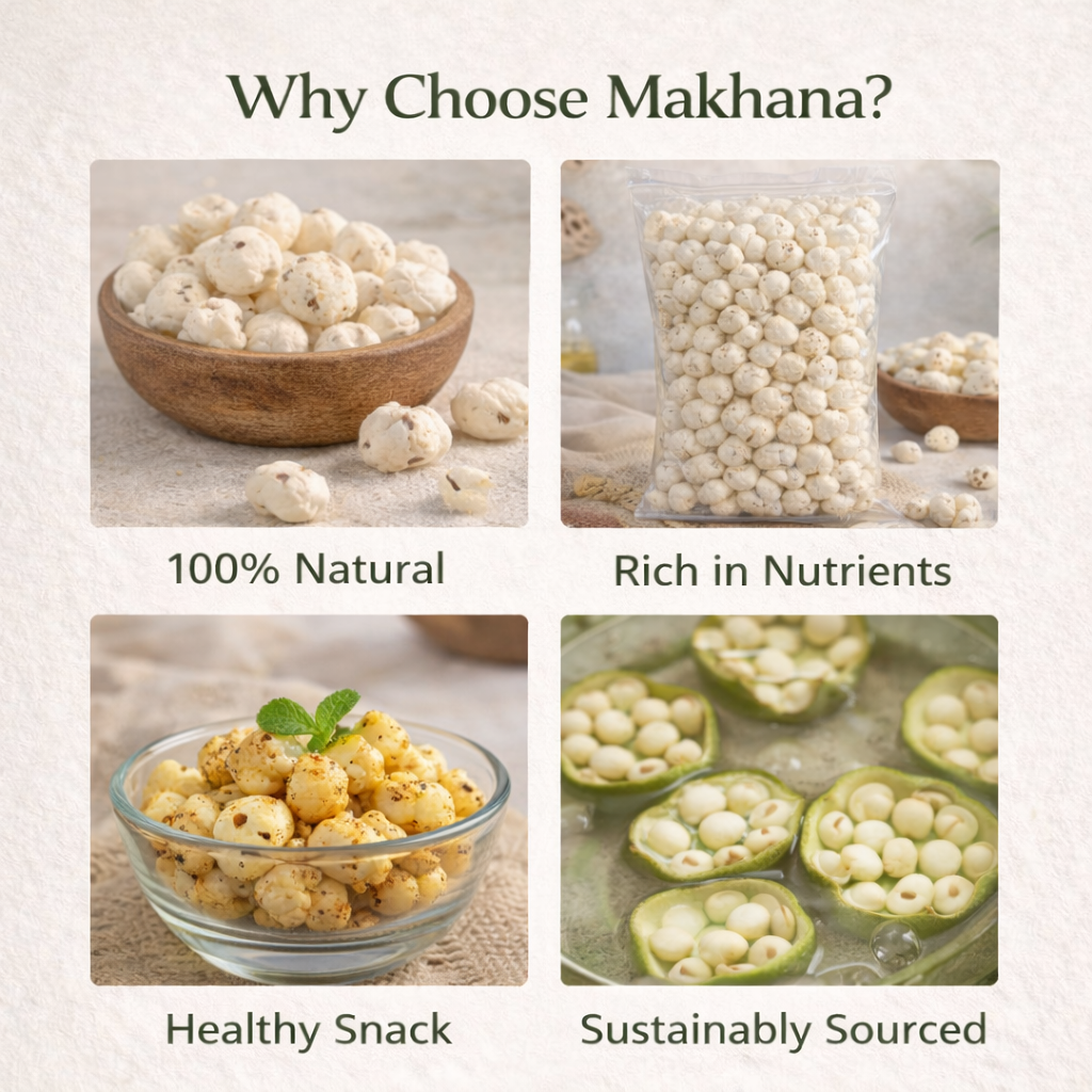 Riddhish Herbals Organic Makhana (Fox Nuts) | Euryale ferox | Ayurvedic Superfood & Protein Rich Healthy Snack