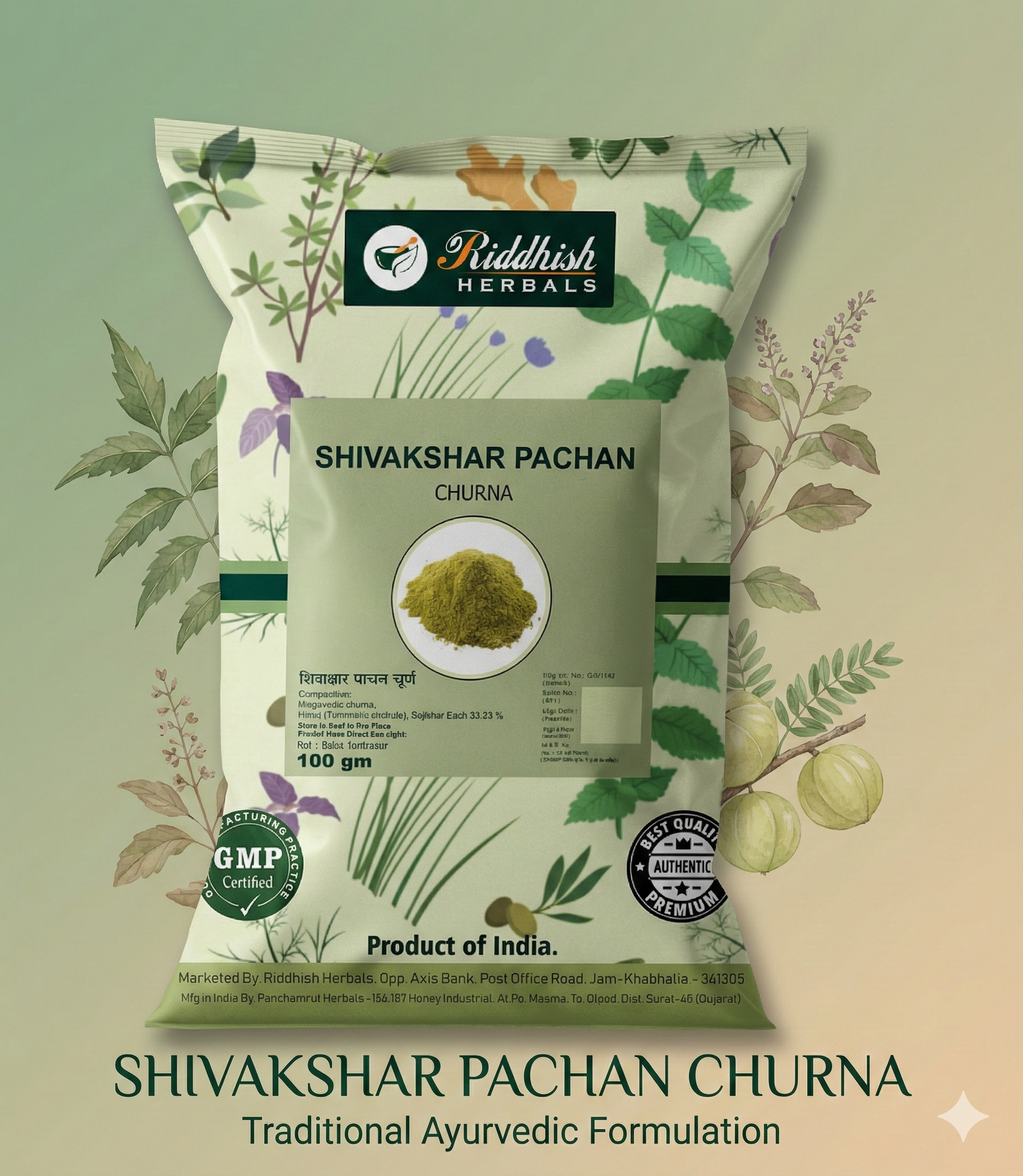 Shivakshar Pachan Churna 100gm | Riddhish Herbals | Ayurvedic Digestive Powder for Agni & Gut Wellness