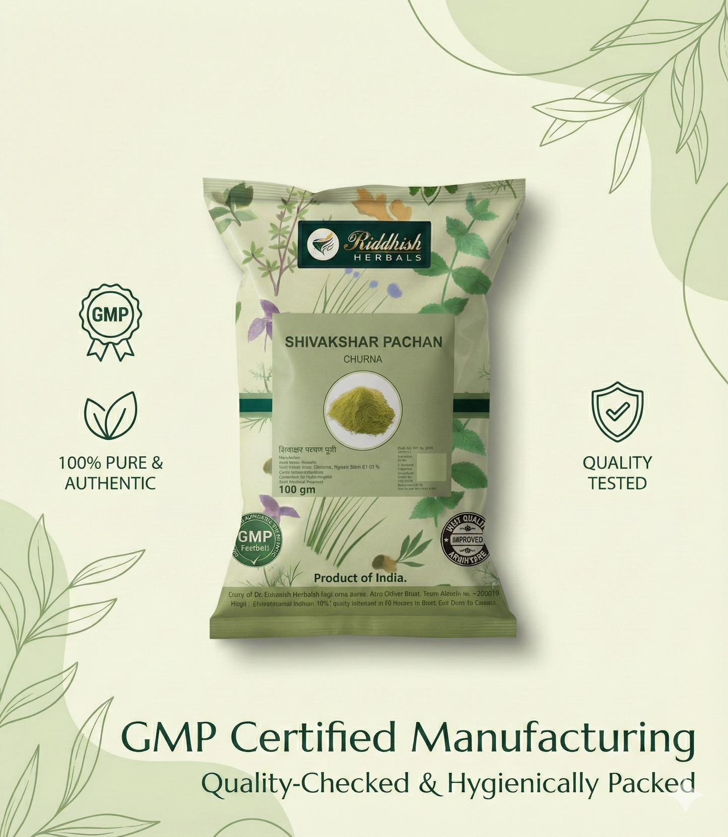 Shivakshar Pachan Churna 100gm | Riddhish Herbals | Ayurvedic Digestive Powder for Agni & Gut Wellness