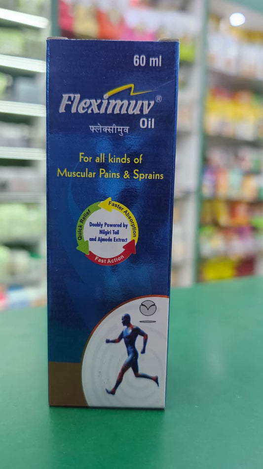 Fleximuv Oil (Guggulu, Nirgundi & Hadjod) – Ayurvedic Massage Oil – Cadila – 60 ml