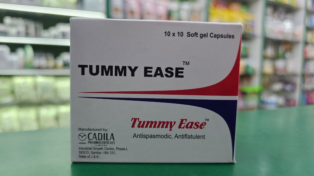 Tummy Ease Softgel (Hingu & Ajwain) – Ayurvedic Antiflatulent Capsules – Cadila – 10s