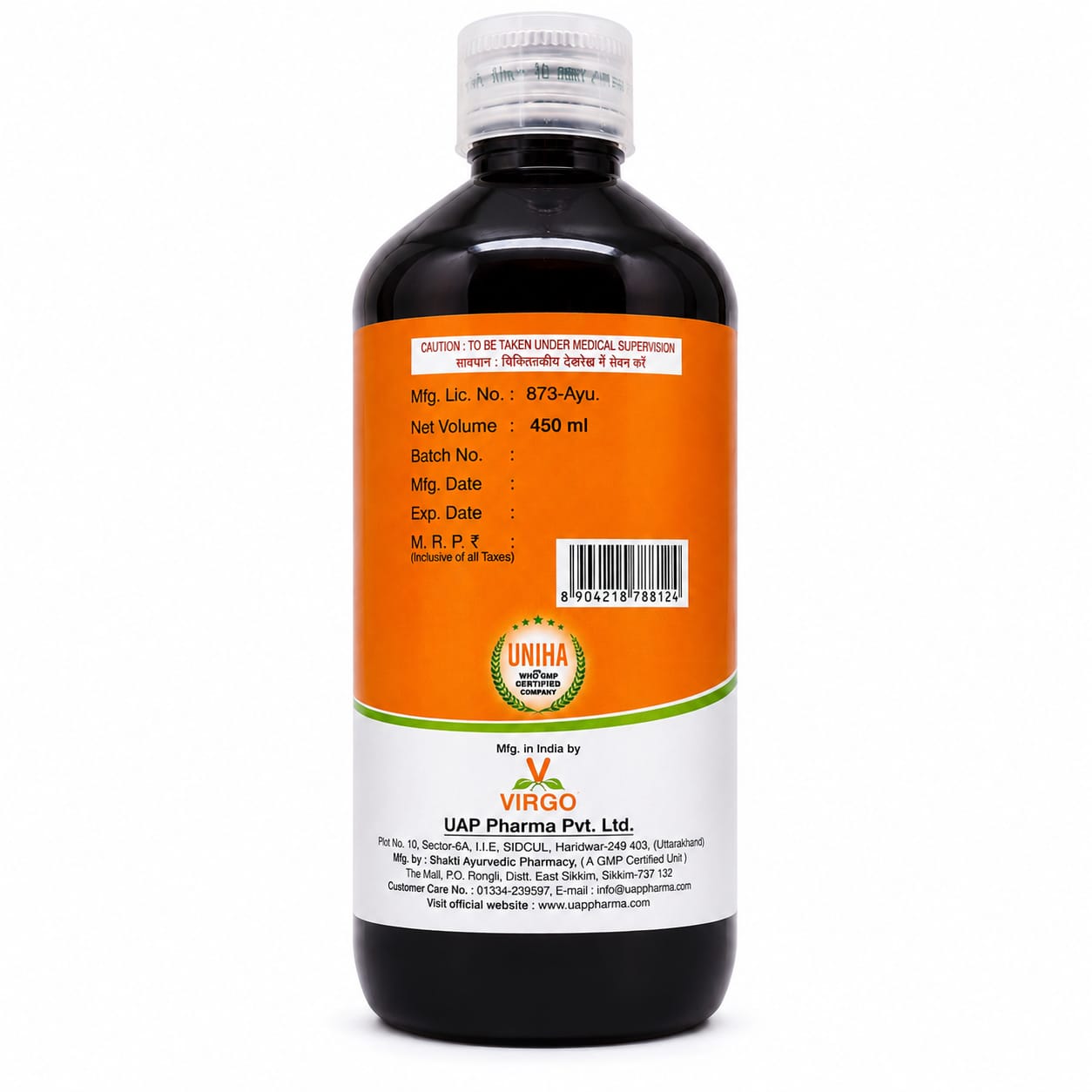 Dashmoolarishta (Dashamoolarishtam) – Balya Rasayana Tonic – Virgo UAP Pharma – 450 ml