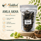 Riddhish Herbals Amla Akha hero infographic with whole dried amla pieces single ingredient raw herb and 100 g pack
