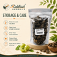 Amla Akha storage and care infographic with cool dry place airtight container moisture protection sunlight protection and sealed pouch guidance