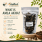 What is Amla Akha infographic showing whole dried amla pieces as natural raw herb and traditional Ayurvedic ingredient