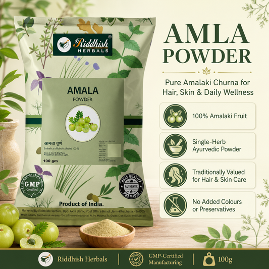 Amla Powder Amalaki Churna 100g by Riddhish Herbals for hair skin and daily wellness