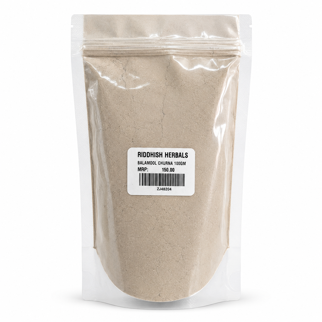 Bala Mool Churna front pouch mockup - Riddhish Herbals