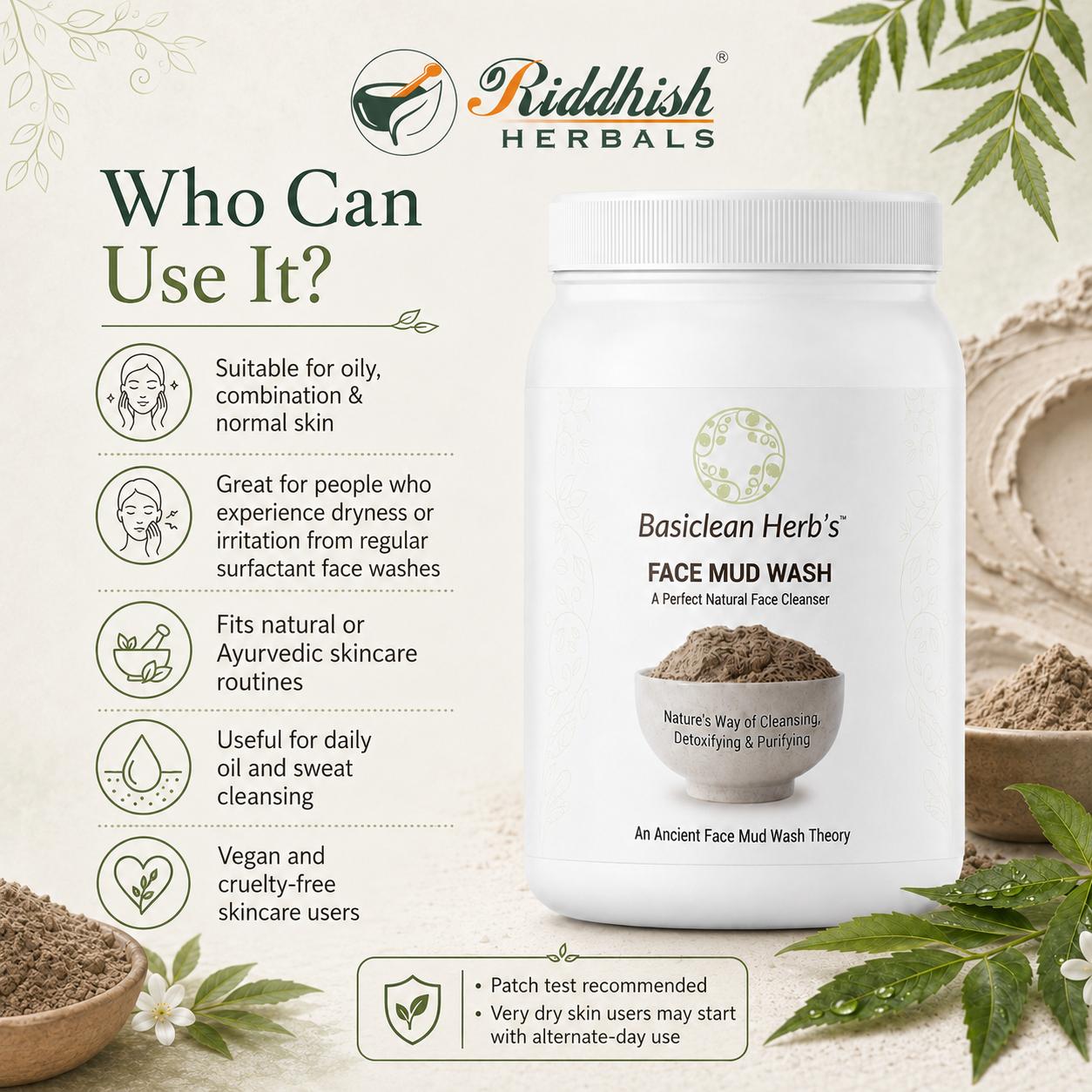 Basiclean Herb's Face Mud Wash who can use it infographic