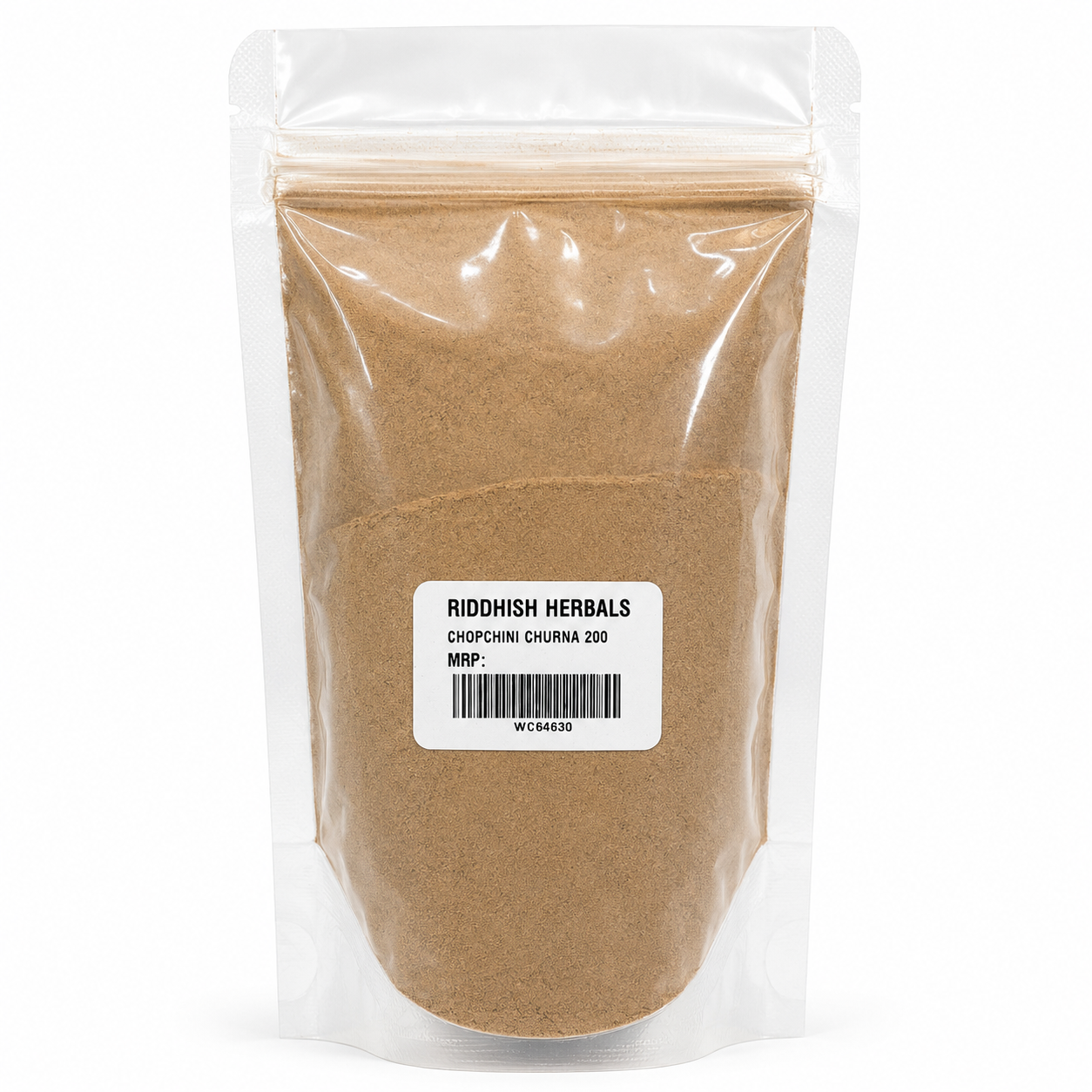 Chopchini Churna Riddhish Herbals front pouch mockup with MRP value removed