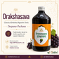 Drakshasava Virgo classical Draksha digestive tonic infographic by Riddhish Herbals