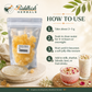 How to use Gond Katira infographic showing soaking 2 to 3 g for 4 to 6 hours or overnight before adding to drinks