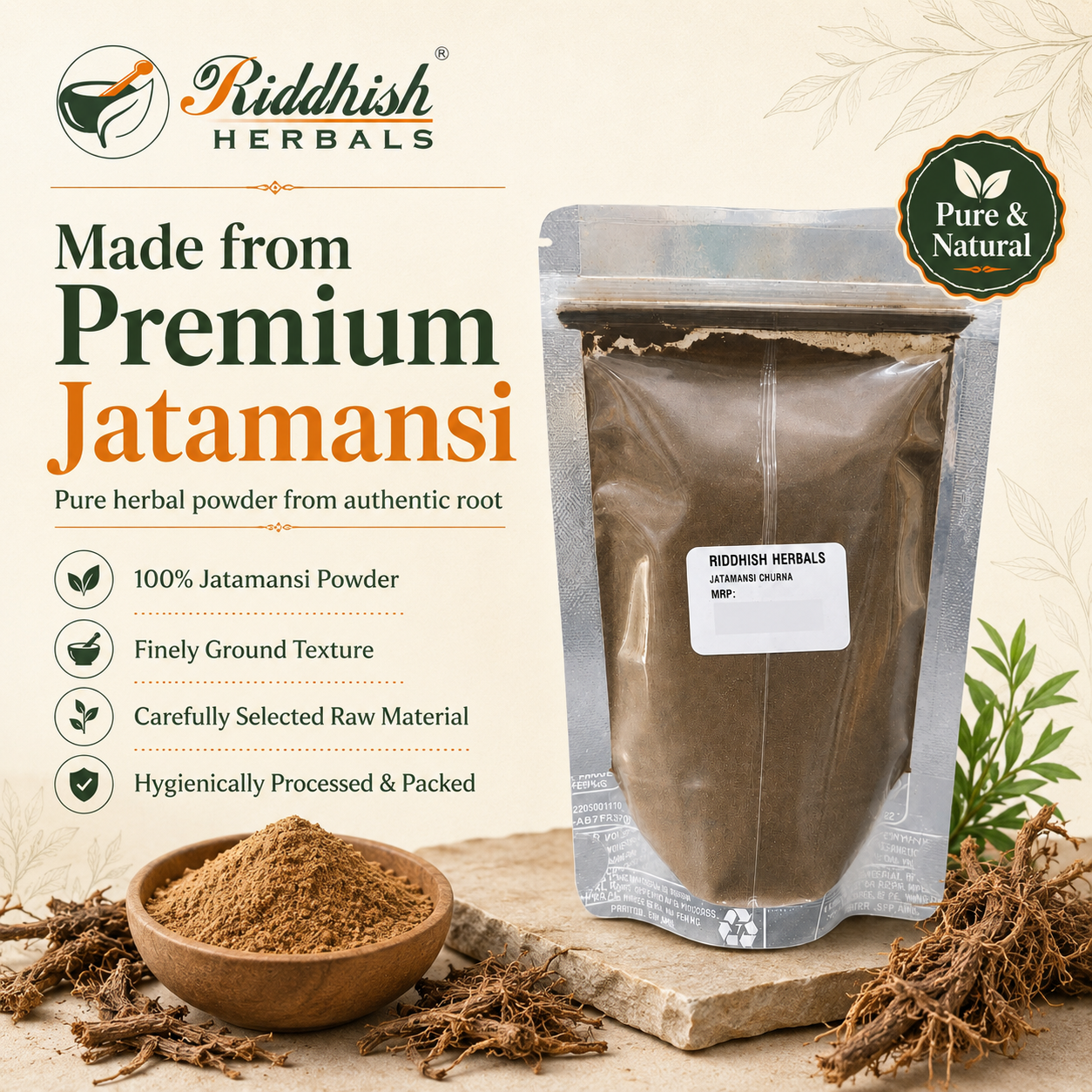 Jatamansi Churna premium Jatamansi root powder infographic