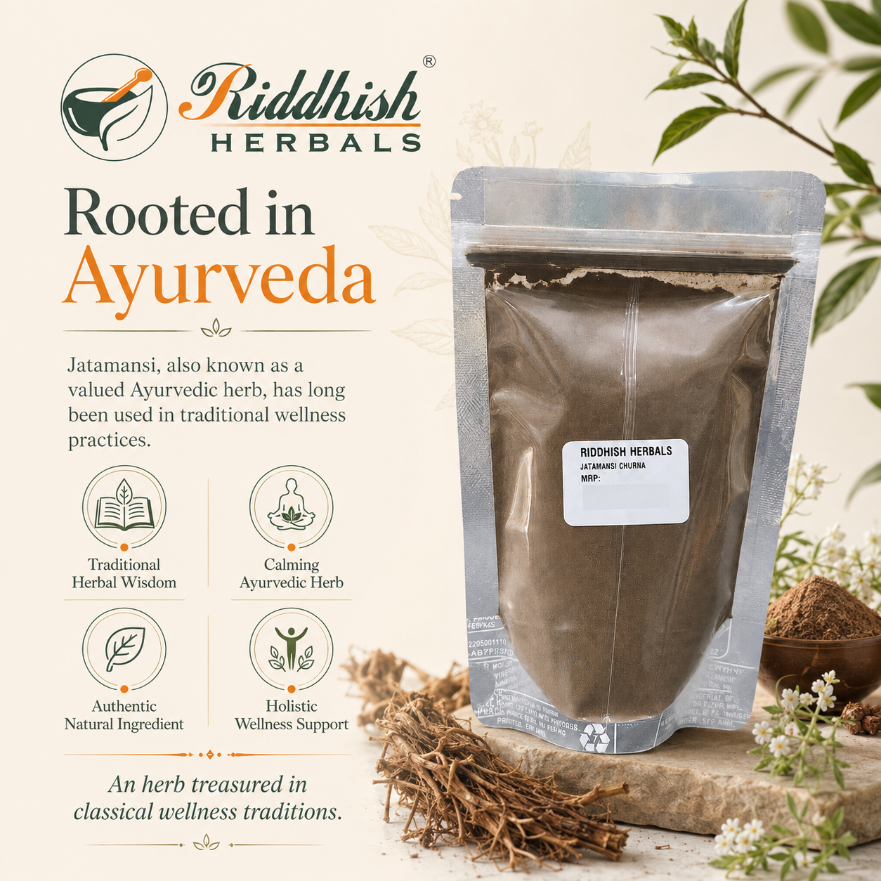 Jatamansi Churna rooted in Ayurveda infographic