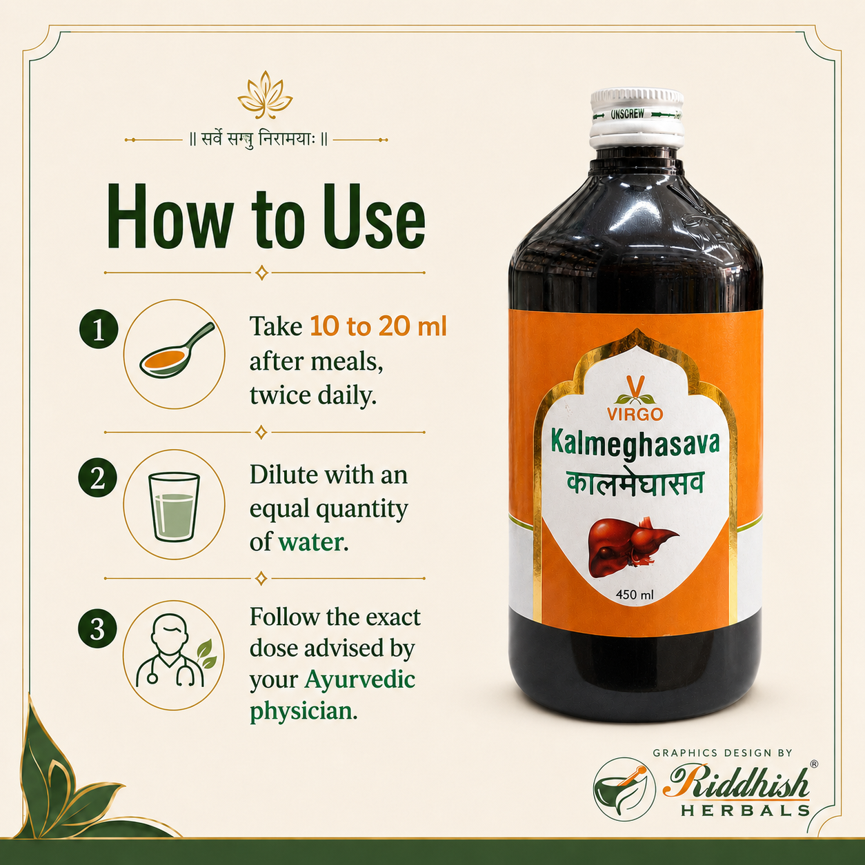 Kalmeghasava Virgo traditional usage guidance how to use infographic
