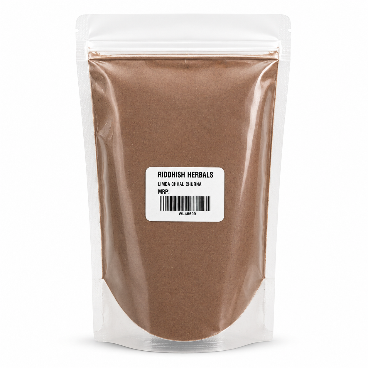 Limda Chhal Churna front pouch mockup with MRP value removed - Riddhish Herbals