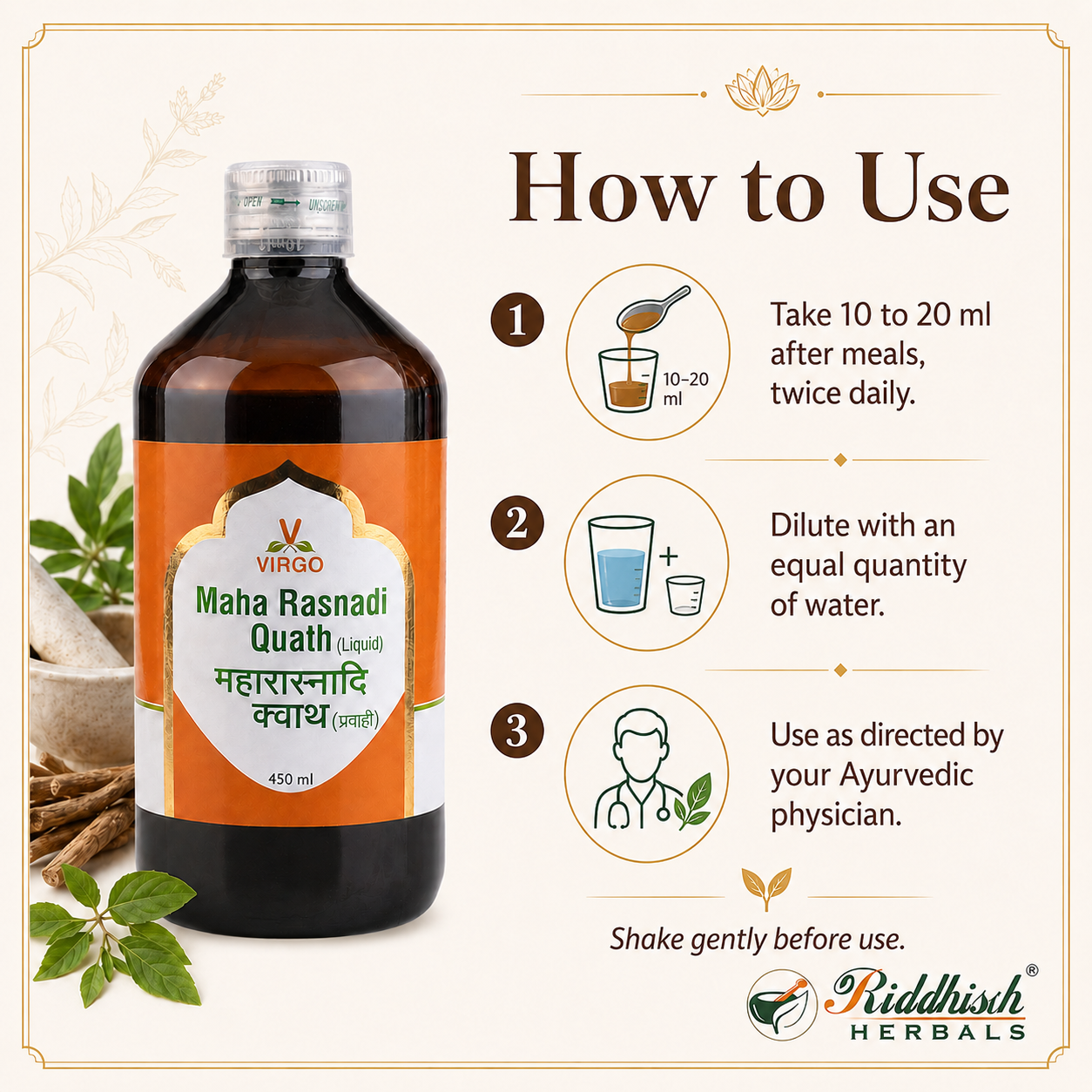 Maha Rasnadi Quath Virgo traditional usage guidance how to use infographic