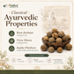Majuphal classical Ayurvedic properties Rasa Kashaya Virya Sheeta Kapha Pittahara Grahi Dantya Vrana Ropana infographic